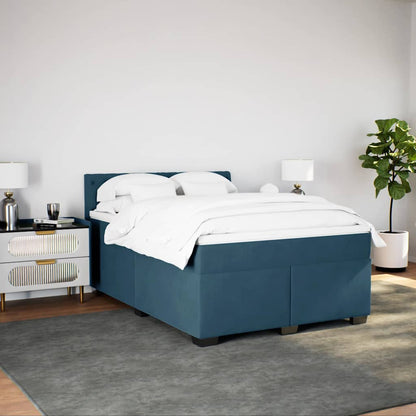 Giroletto a Molle con Materasso Blu 140x200 cm in Velluto