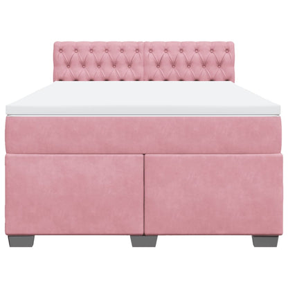 Giroletto a Molle con Materasso Rosa 140x200 cm in Velluto