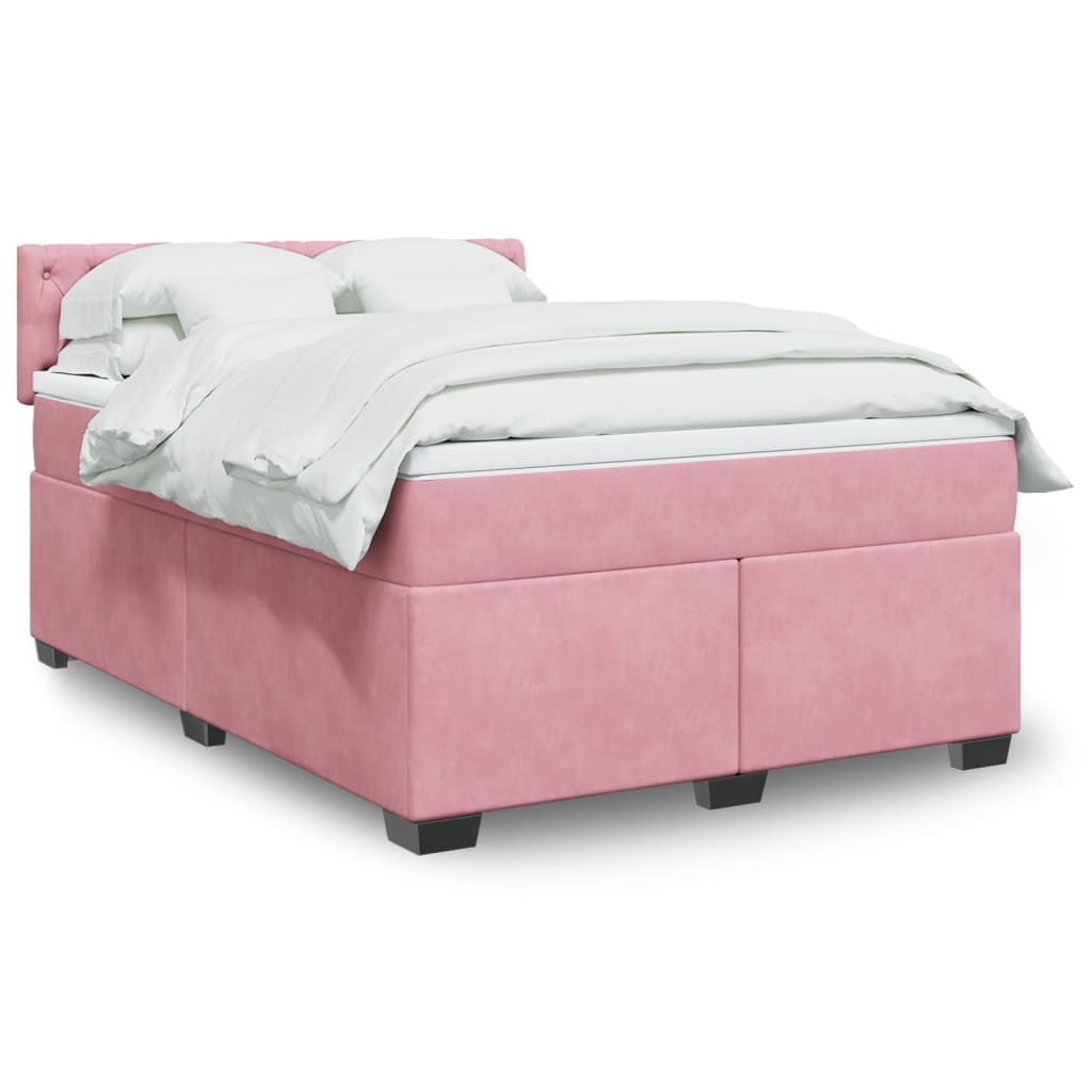 Giroletto a Molle con Materasso Rosa 140x200 cm in Velluto | homemem39