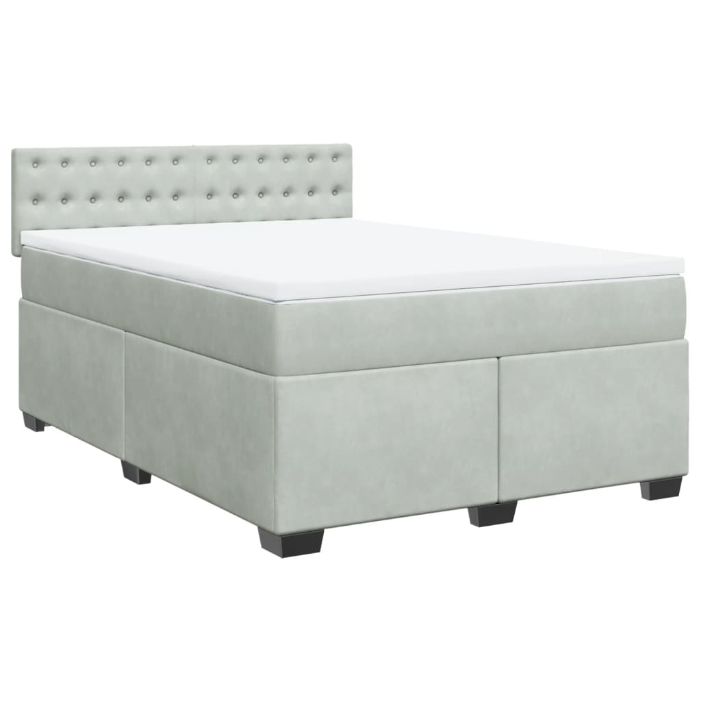 Giroletto a Molle con Materasso Grigio Chiaro 140x200cm Velluto