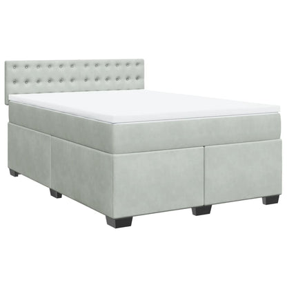 Giroletto a Molle con Materasso Grigio Chiaro 140x200cm Velluto