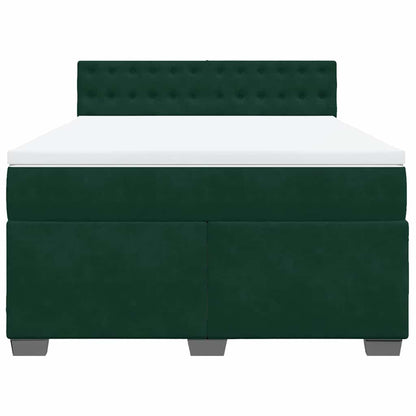 Giroletto a Molle con Materasso Verde Scuro 140x200 cm Velluto