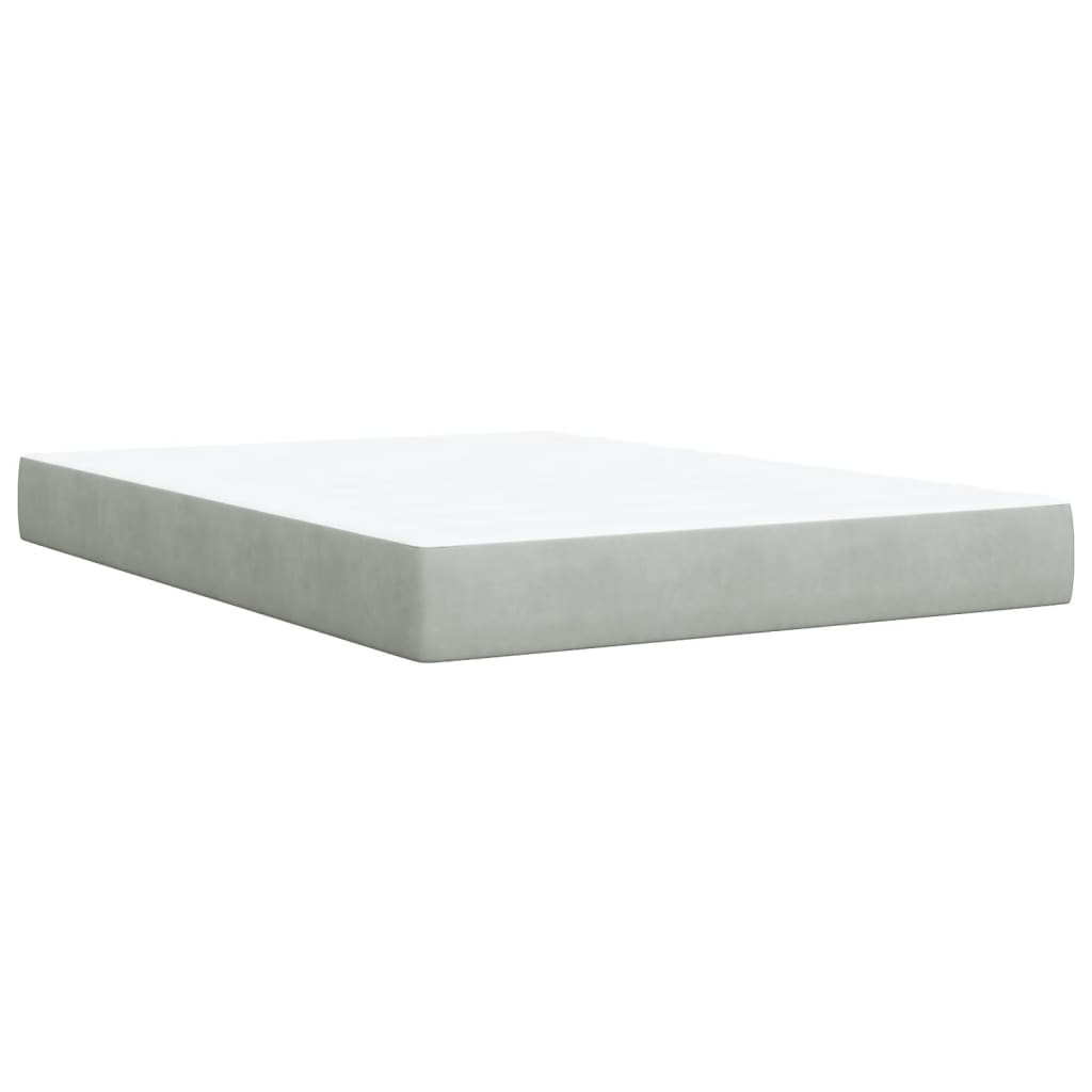 Giroletto a Molle con Materasso Grigio Chiaro 160x200cm Velluto