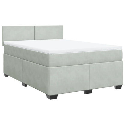 Giroletto a Molle con Materasso Grigio Chiaro 160x200cm Velluto