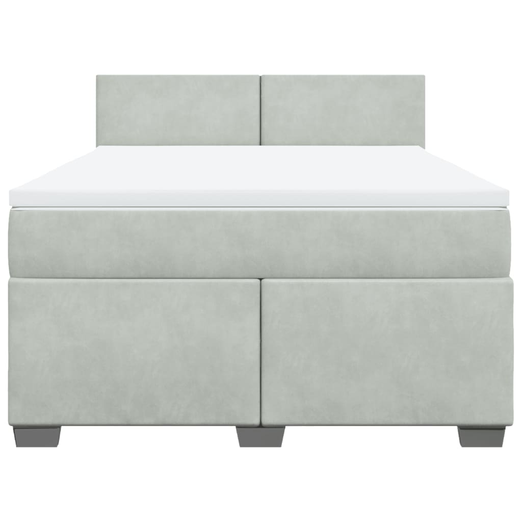 Giroletto a Molle con Materasso Grigio Chiaro 160x200cm Velluto