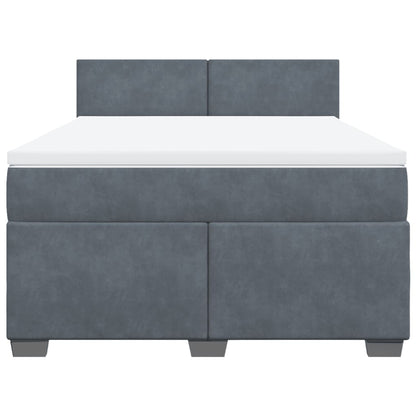 Giroletto a Molle con Materasso Grigio Scuro 160x200 cm Velluto - homemem39