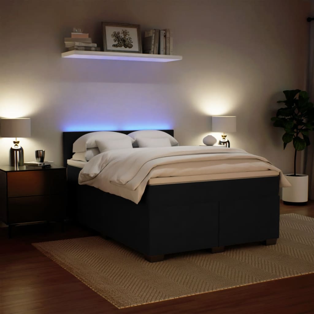 Giroletto a Molle con Materasso Nero 160x200 cm in Velluto | homemem39