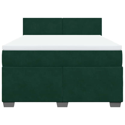 Giroletto a Molle con Materasso Verde Scuro 160x200 cm Velluto
