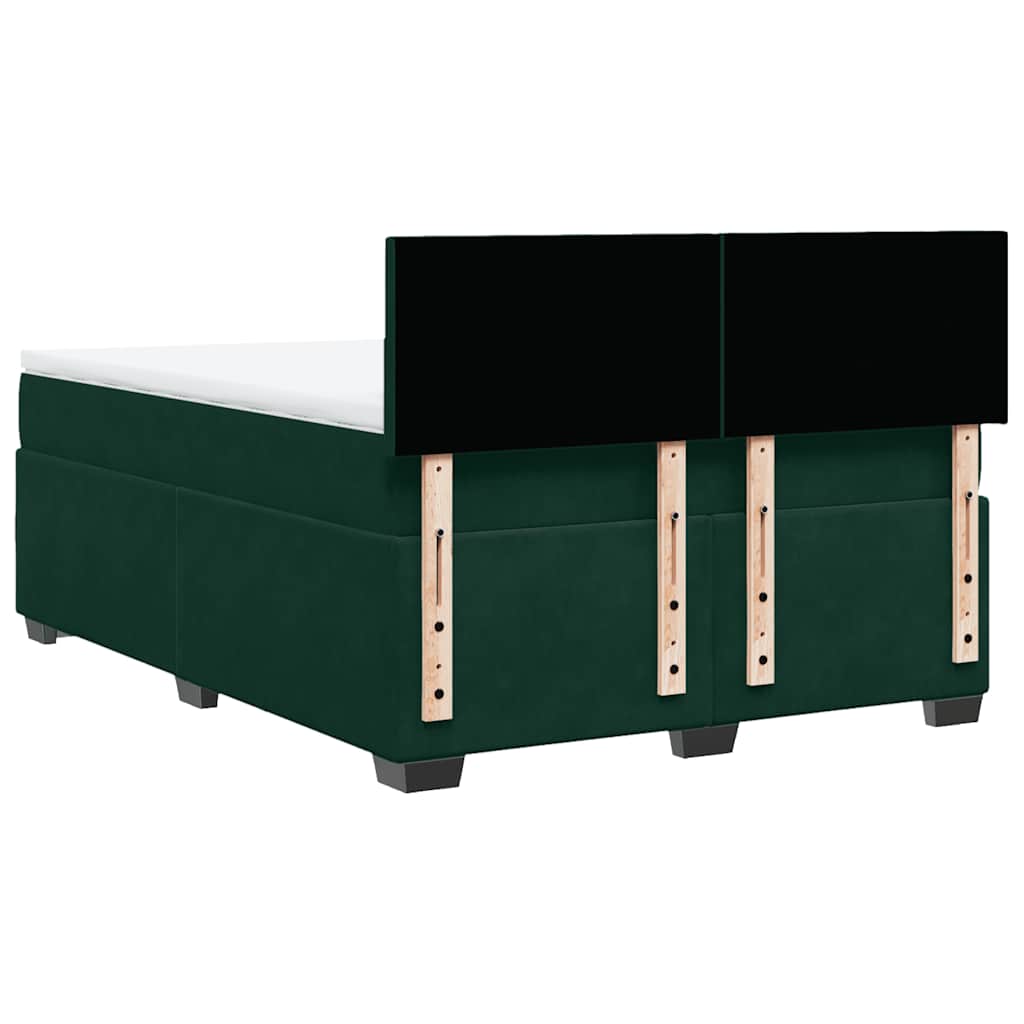 Giroletto a Molle con Materasso Verde Scuro 160x200 cm Velluto