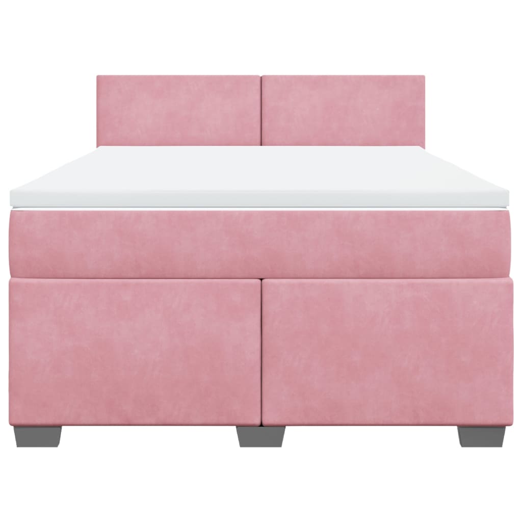 Giroletto a Molle con Materasso Rosa 160x200 cm in Velluto
