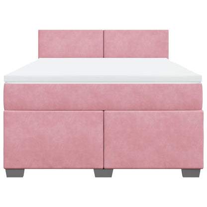 Giroletto a Molle con Materasso Rosa 160x200 cm in Velluto