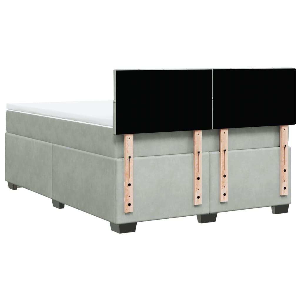 Giroletto a Molle con Materasso Grigio Chiaro 160x200cm Velluto