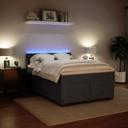 Giroletto a Molle con Materasso Grigio Scuro 160x200 cm Velluto