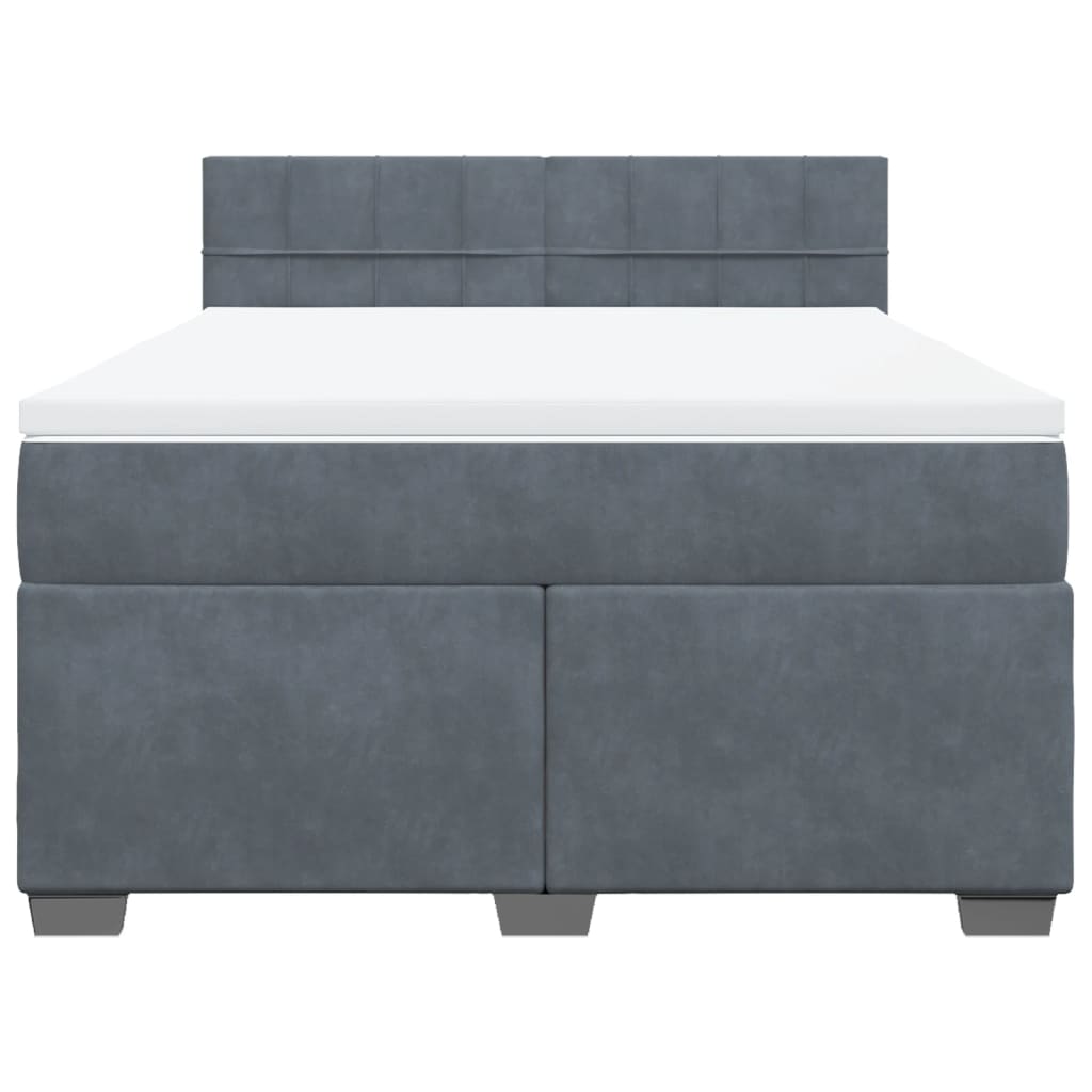 Giroletto a Molle con Materasso Grigio Scuro 160x200 cm Velluto