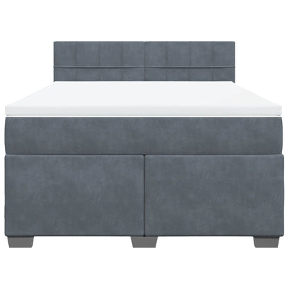 Giroletto a Molle con Materasso Grigio Scuro 160x200 cm Velluto