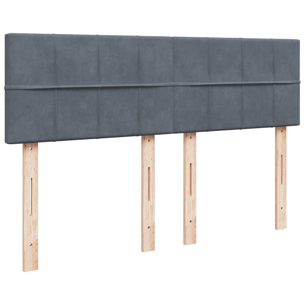 Giroletto a Molle con Materasso Grigio Scuro 160x200 cm Velluto