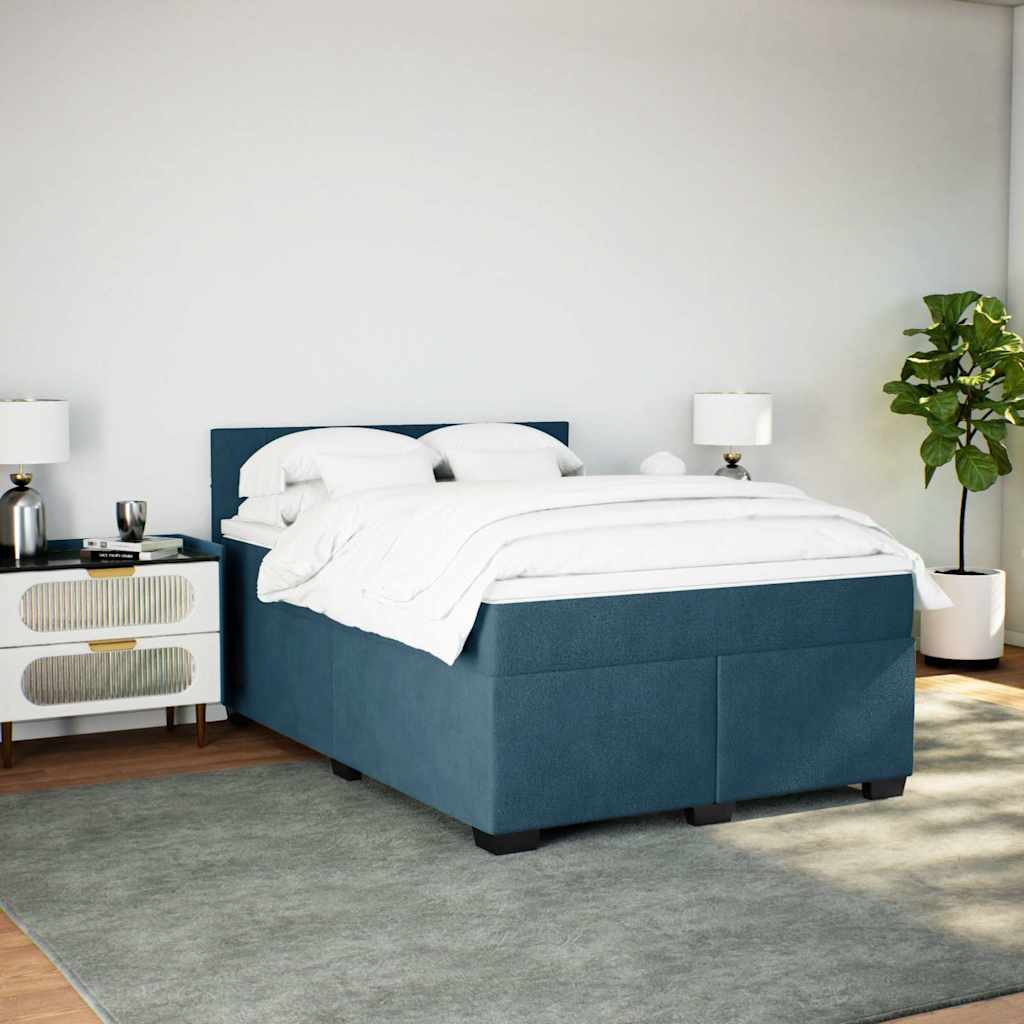 Giroletto a Molle con Materasso Blu 160x200 cm in Velluto