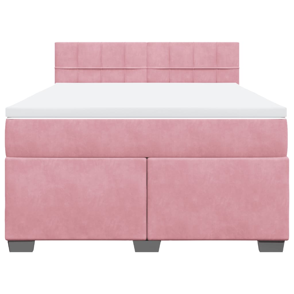 Giroletto a Molle con Materasso Rosa 160x200 cm in Velluto