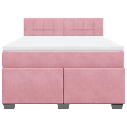 Giroletto a Molle con Materasso Rosa 160x200 cm in Velluto