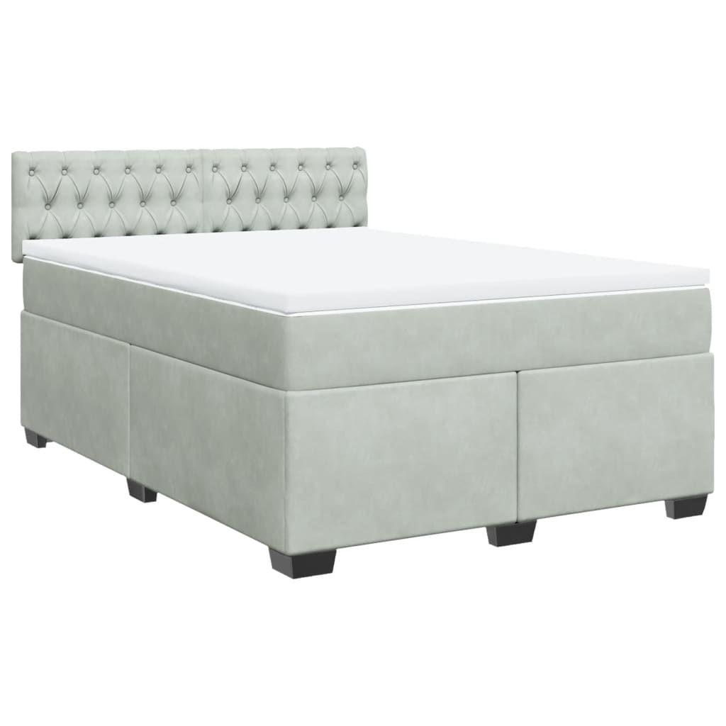 Giroletto a Molle con Materasso Grigio Chiaro 160x200cm Velluto