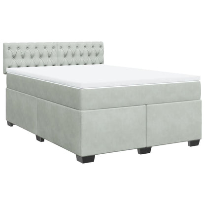 Giroletto a Molle con Materasso Grigio Chiaro 160x200cm Velluto