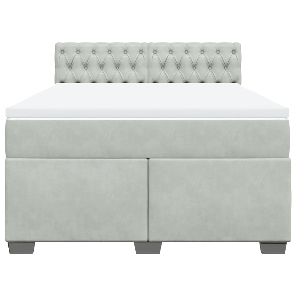 Giroletto a Molle con Materasso Grigio Chiaro 160x200cm Velluto