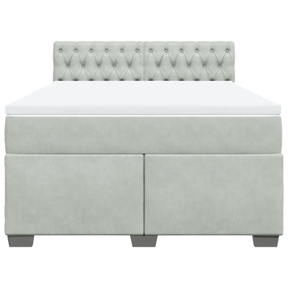 Giroletto a Molle con Materasso Grigio Chiaro 160x200cm Velluto
