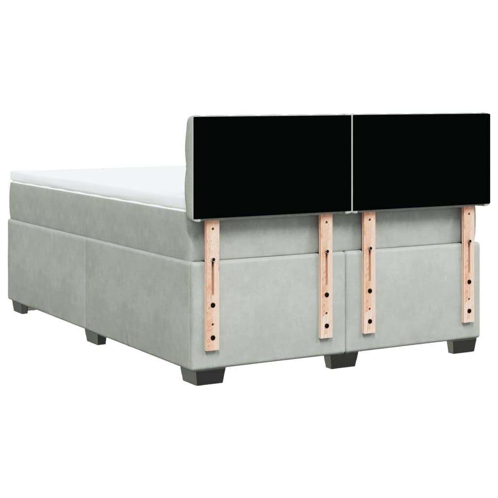 Giroletto a Molle con Materasso Grigio Chiaro 160x200cm Velluto