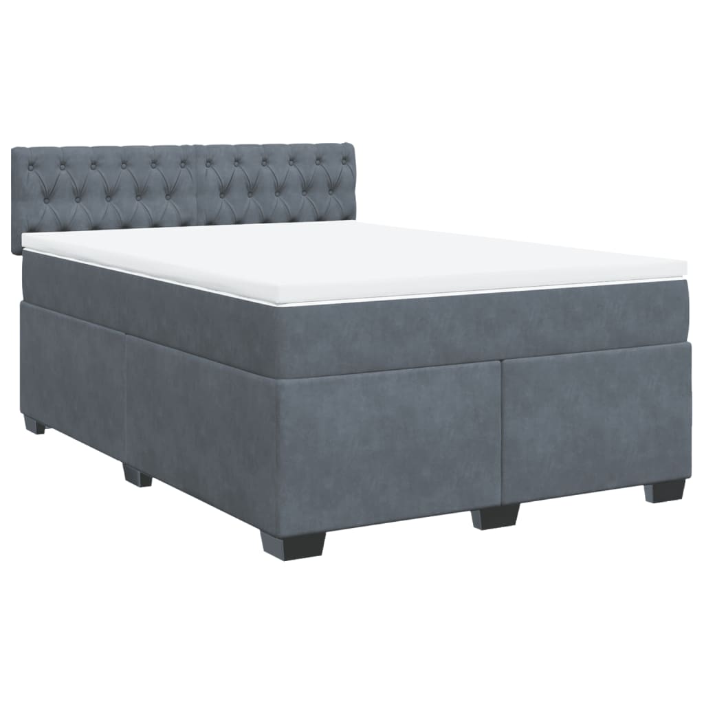 Giroletto a Molle con Materasso Grigio Scuro 160x200 cm Velluto