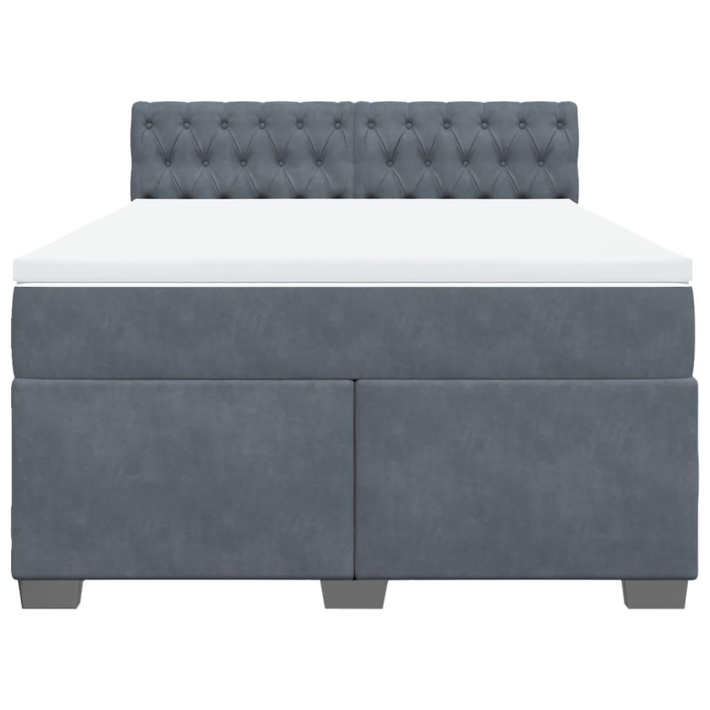 Giroletto a Molle con Materasso Grigio Scuro 160x200 cm Velluto