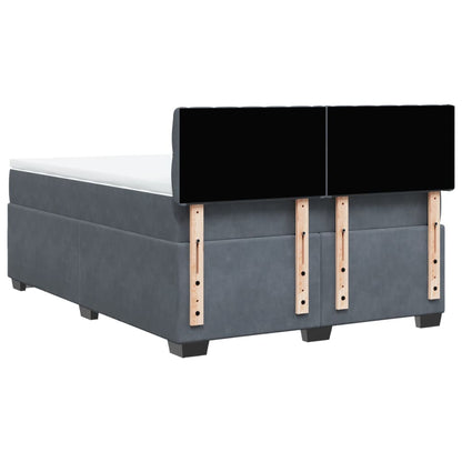 Giroletto a Molle con Materasso Grigio Scuro 160x200 cm Velluto