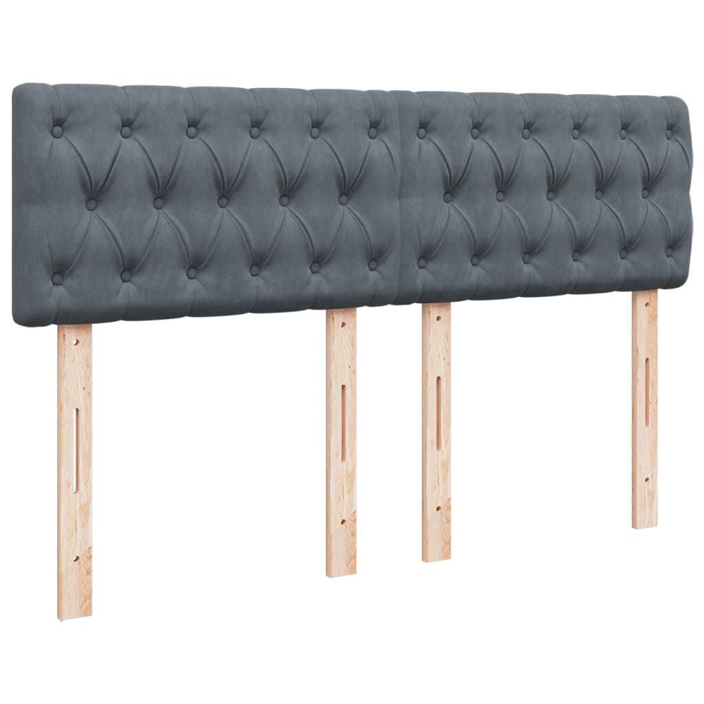 Giroletto a Molle con Materasso Grigio Scuro 160x200 cm Velluto