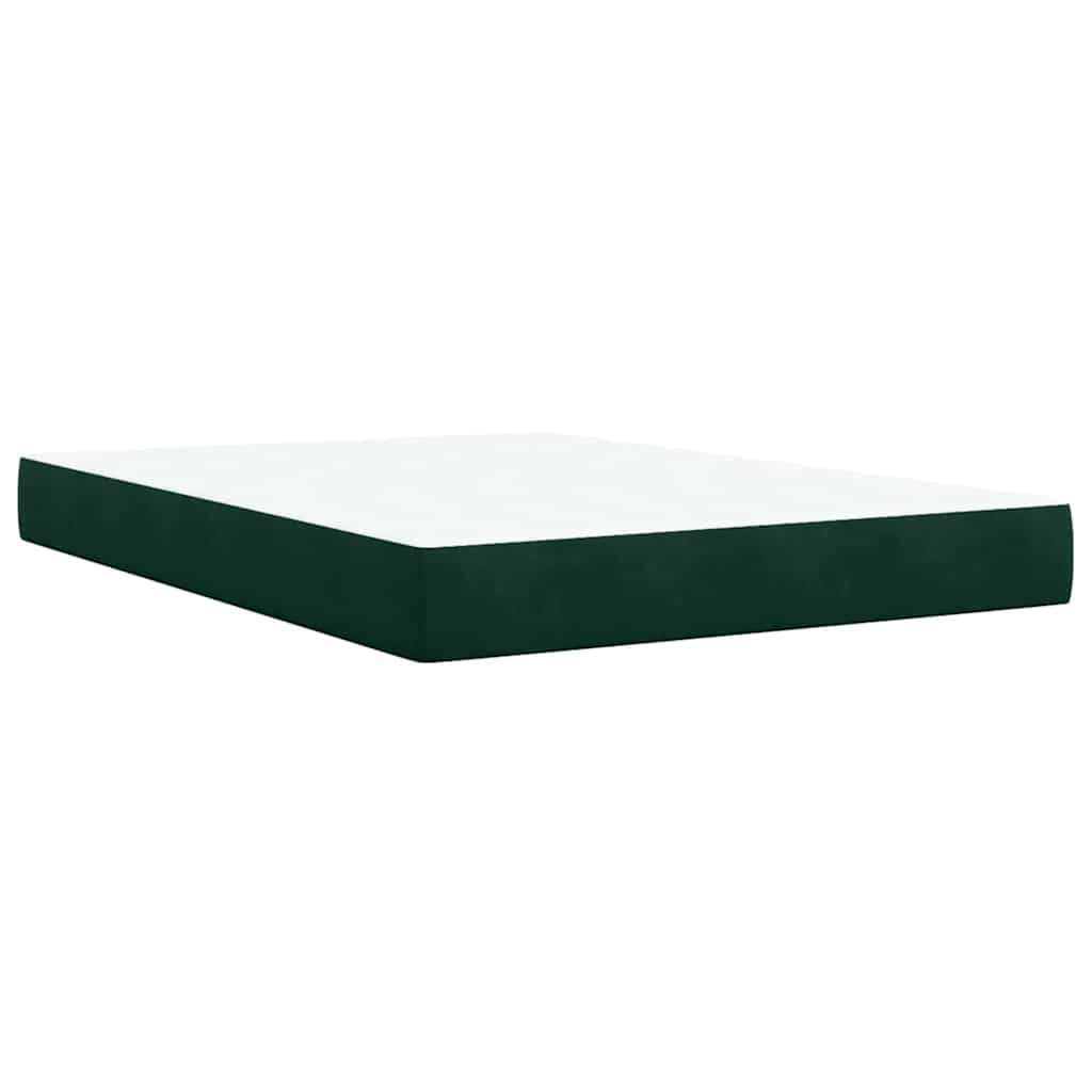 Giroletto a Molle con Materasso Verde Scuro 160x200 cm Velluto