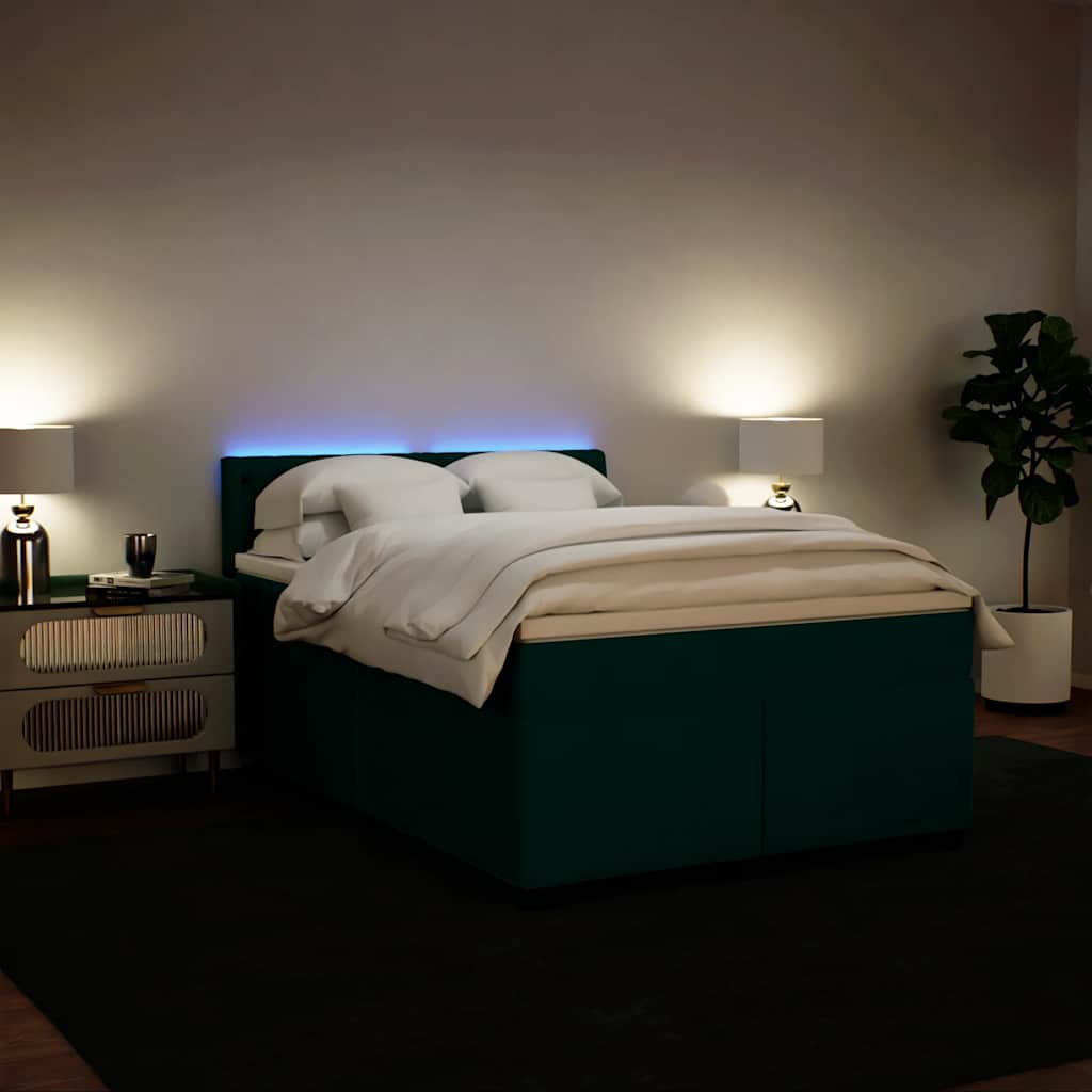 Giroletto a Molle con Materasso Verde Scuro 160x200 cm Velluto