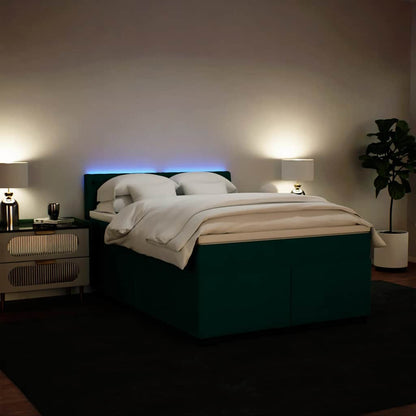 Giroletto a Molle con Materasso Verde Scuro 160x200 cm Velluto