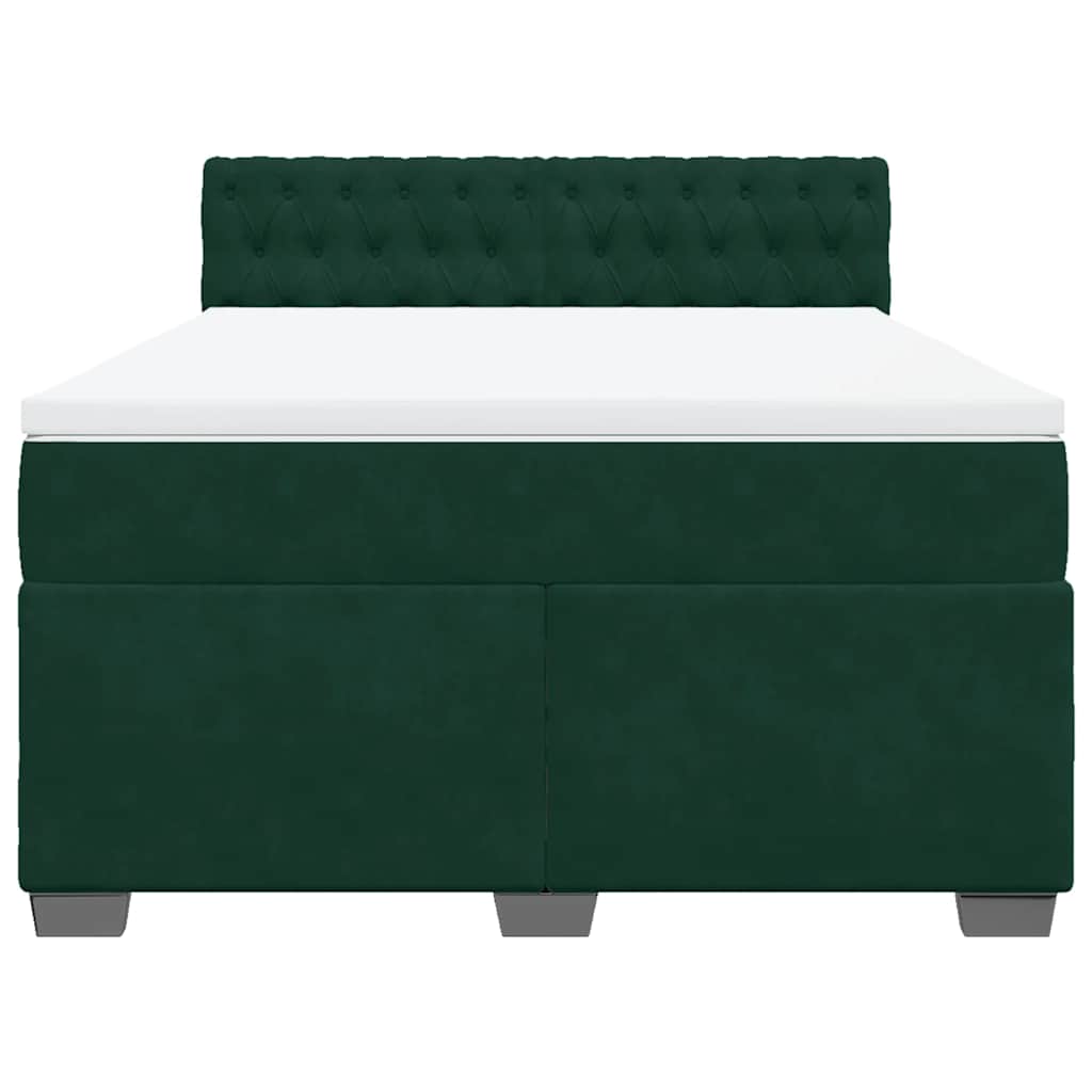 Giroletto a Molle con Materasso Verde Scuro 160x200 cm Velluto