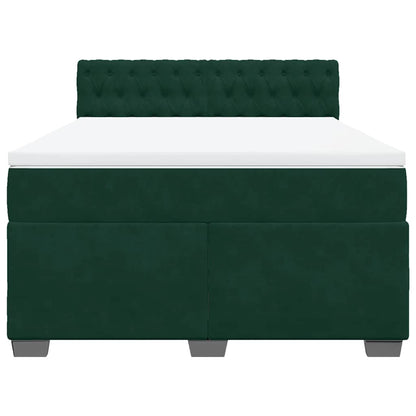 Giroletto a Molle con Materasso Verde Scuro 160x200 cm Velluto