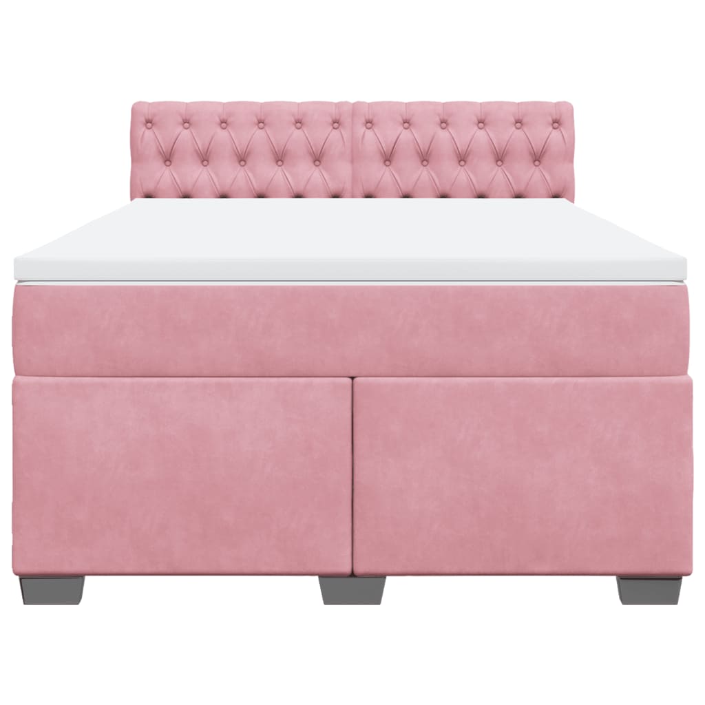 Giroletto a Molle con Materasso Rosa 160x200 cm in Velluto