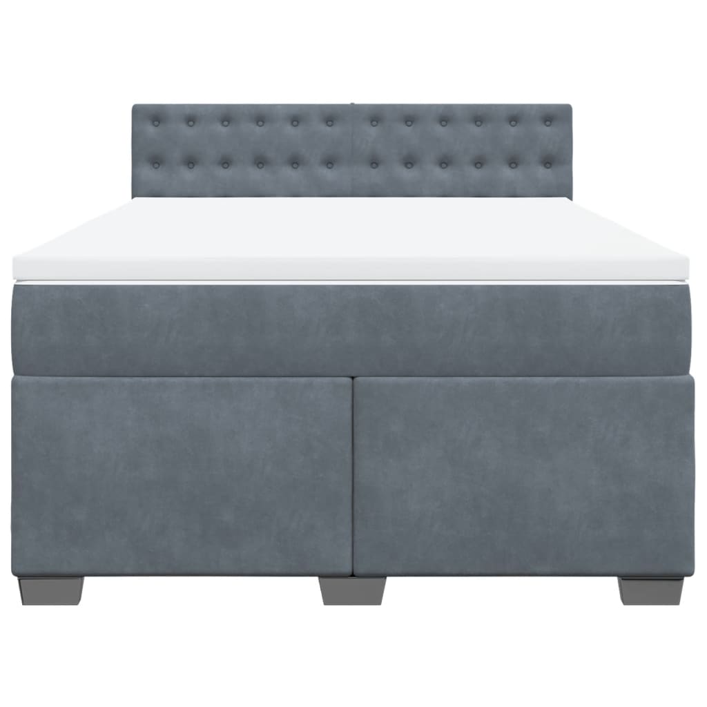 Giroletto a Molle con Materasso Grigio Scuro 160x200 cm Velluto