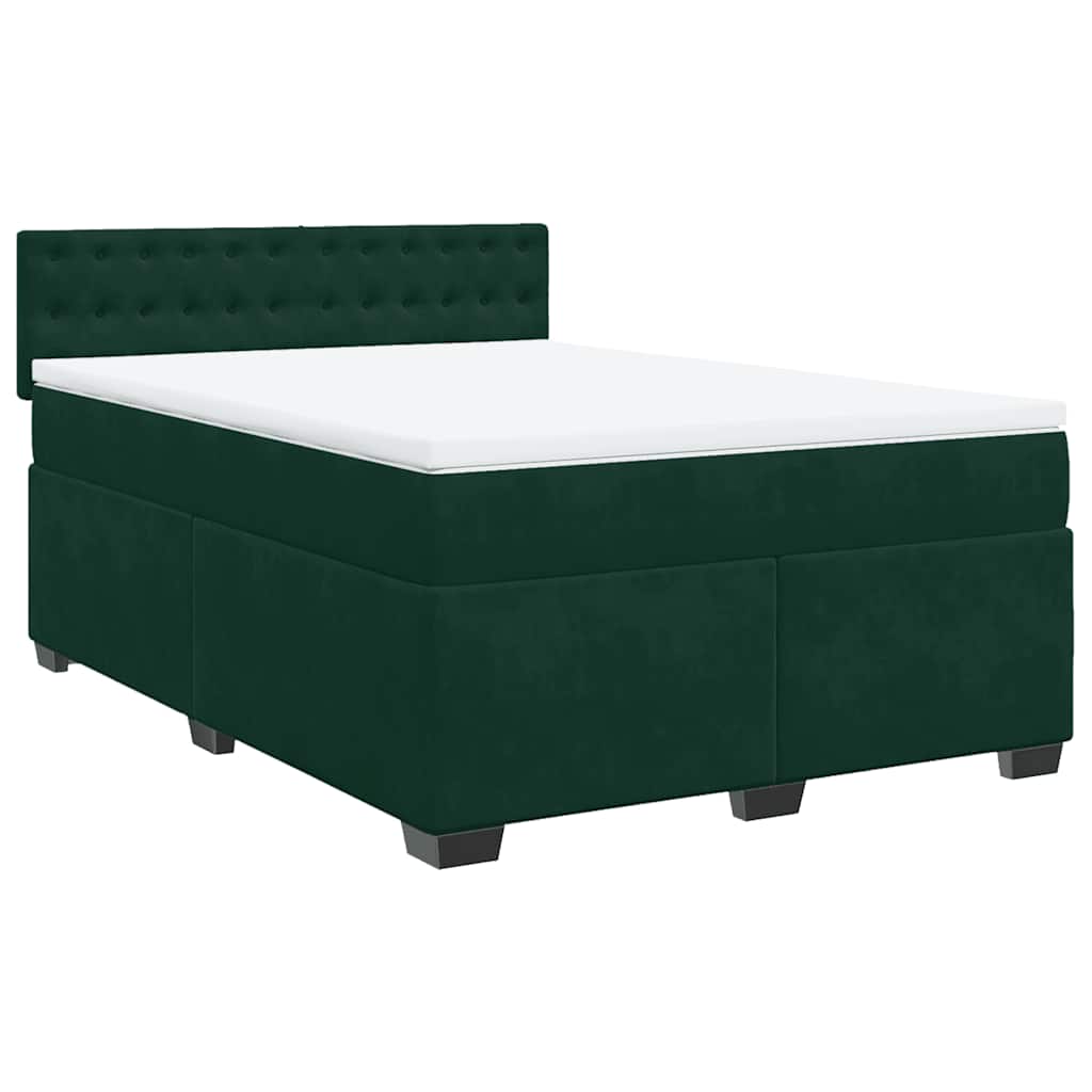 Giroletto a Molle con Materasso Verde Scuro 160x200 cm Velluto