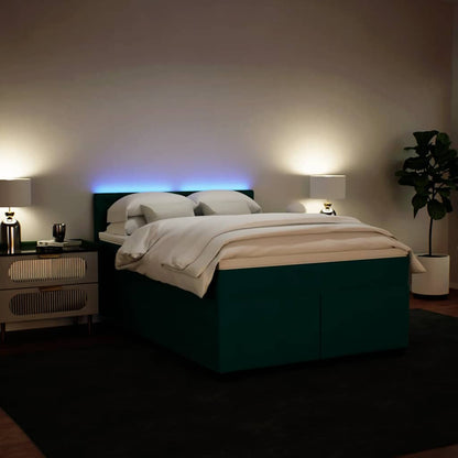 Giroletto a Molle con Materasso Verde Scuro 160x200 cm Velluto