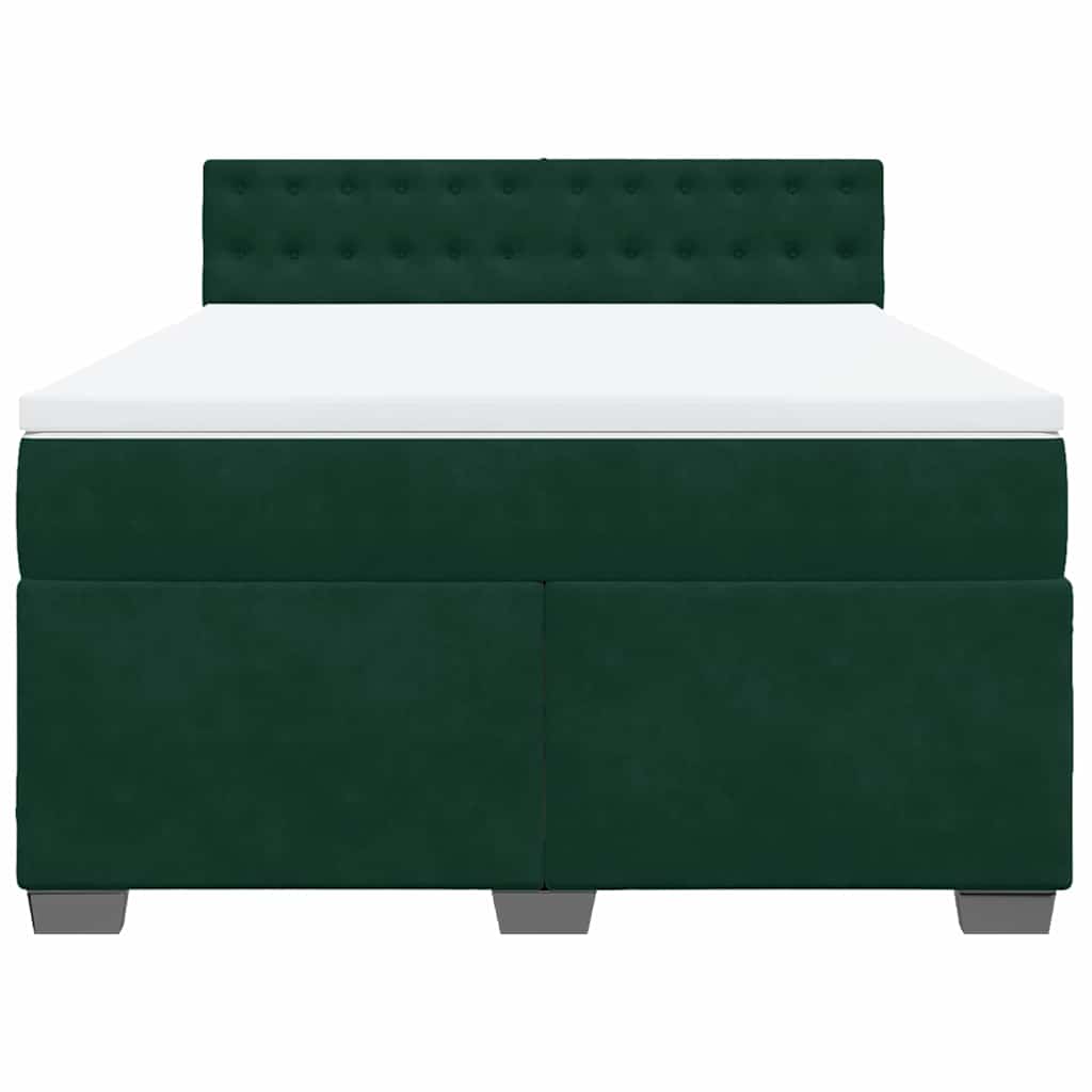 Giroletto a Molle con Materasso Verde Scuro 160x200 cm Velluto