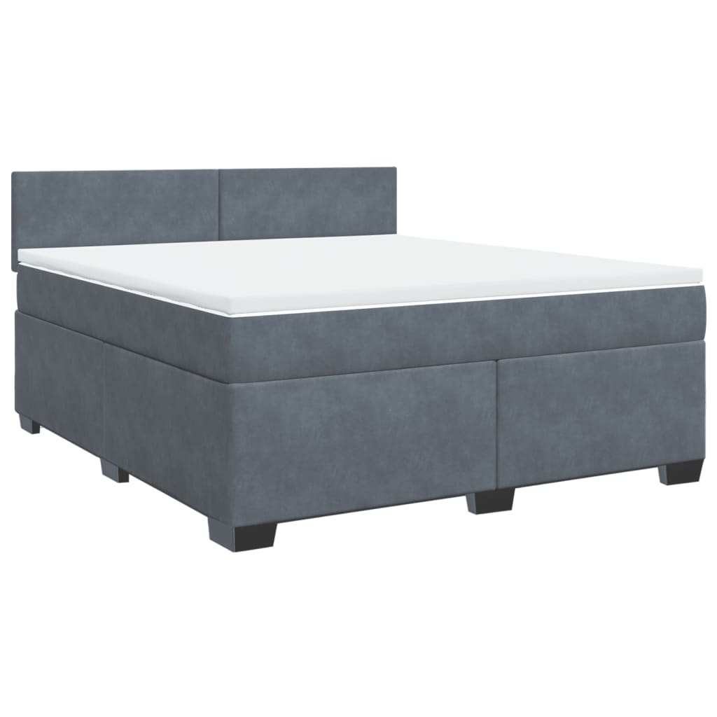 Giroletto a Molle con Materasso Grigio Scuro 180x200 cm Velluto