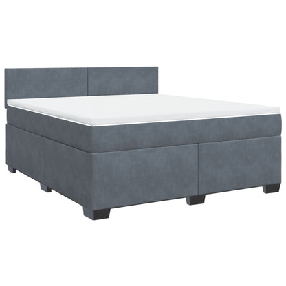 Giroletto a Molle con Materasso Grigio Scuro 180x200 cm Velluto