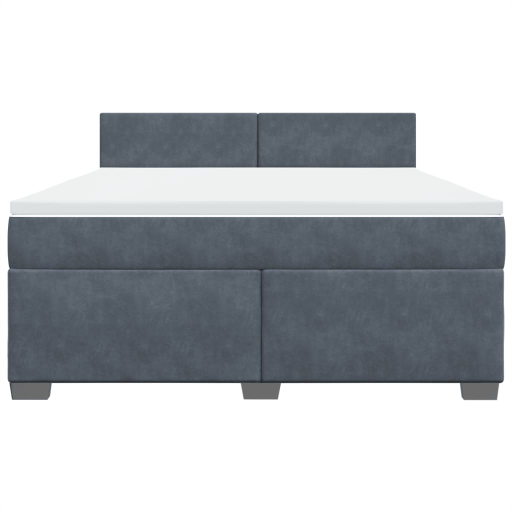 Giroletto a Molle con Materasso Grigio Scuro 180x200 cm Velluto