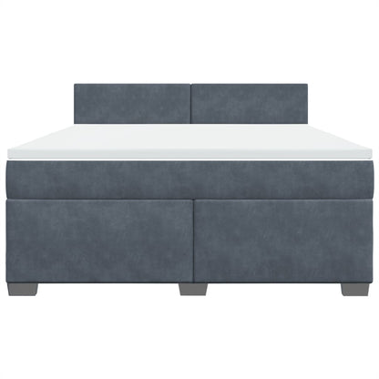 Giroletto a Molle con Materasso Grigio Scuro 180x200 cm Velluto