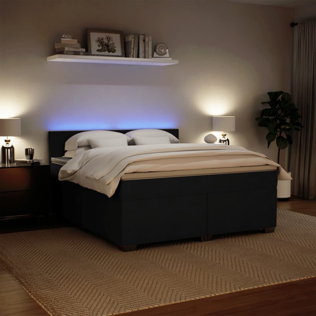 Giroletto a Molle con Materasso Nero 180x200 cm in Velluto