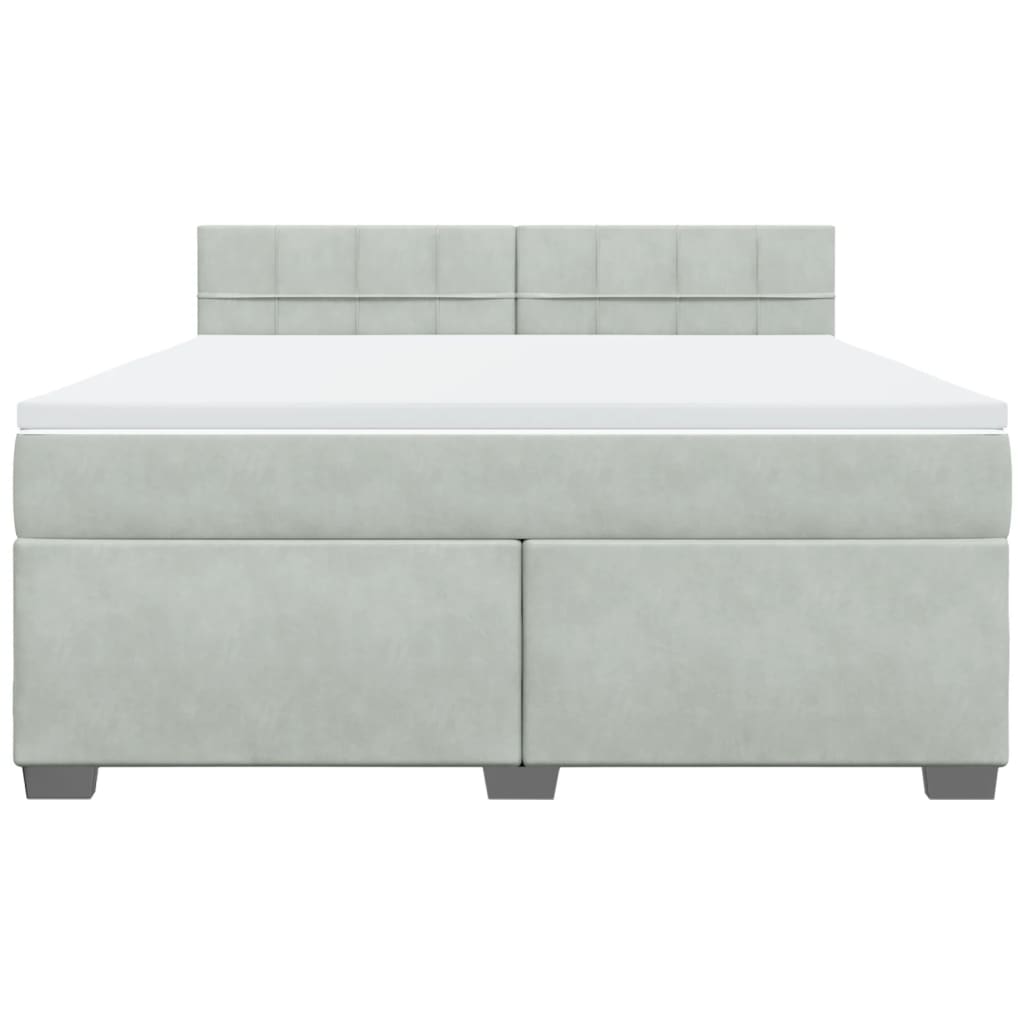 Giroletto a Molle con Materasso Grigio Chiaro 180x200cm Velluto