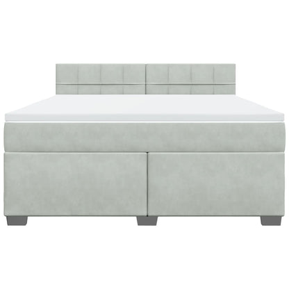 Giroletto a Molle con Materasso Grigio Chiaro 180x200cm Velluto