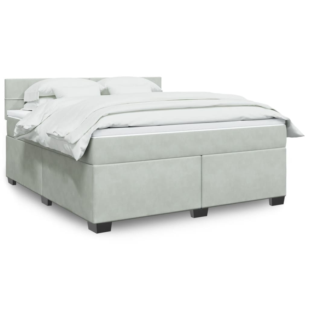 Giroletto a Molle con Materasso Grigio Chiaro 180x200cm Velluto